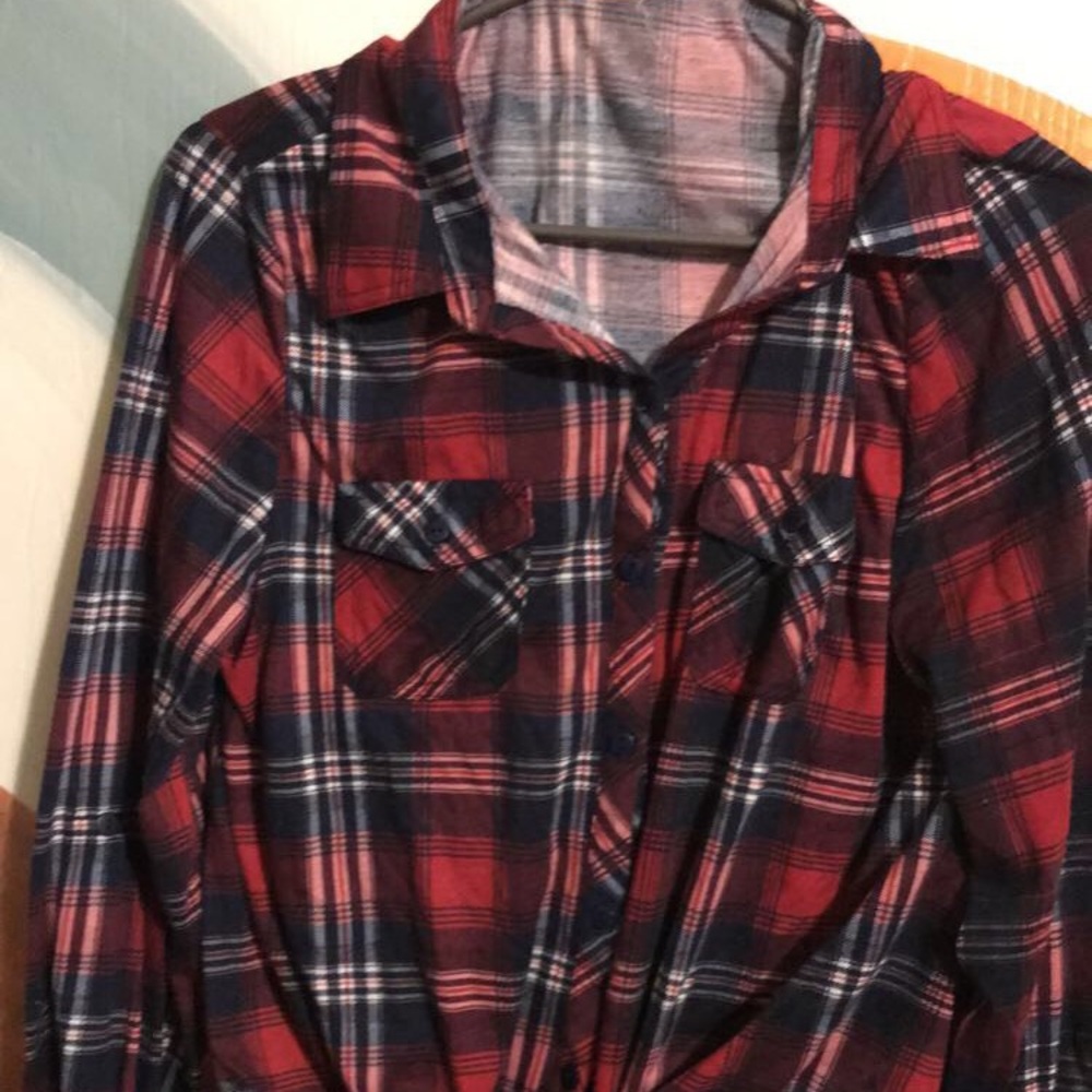 Tie crop top flannel